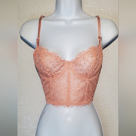 36B Victorias Secret Dream Angels Pushup Without Padding Lace Bustier Corset Bra - Picture 1 of 7
